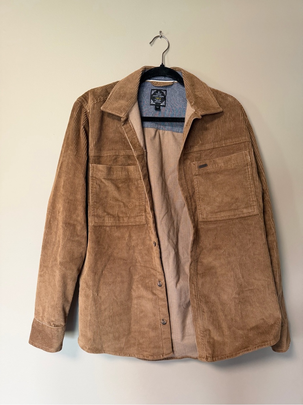 Point Zero Men’s Tan Corduroy Shacket Size Small NEW